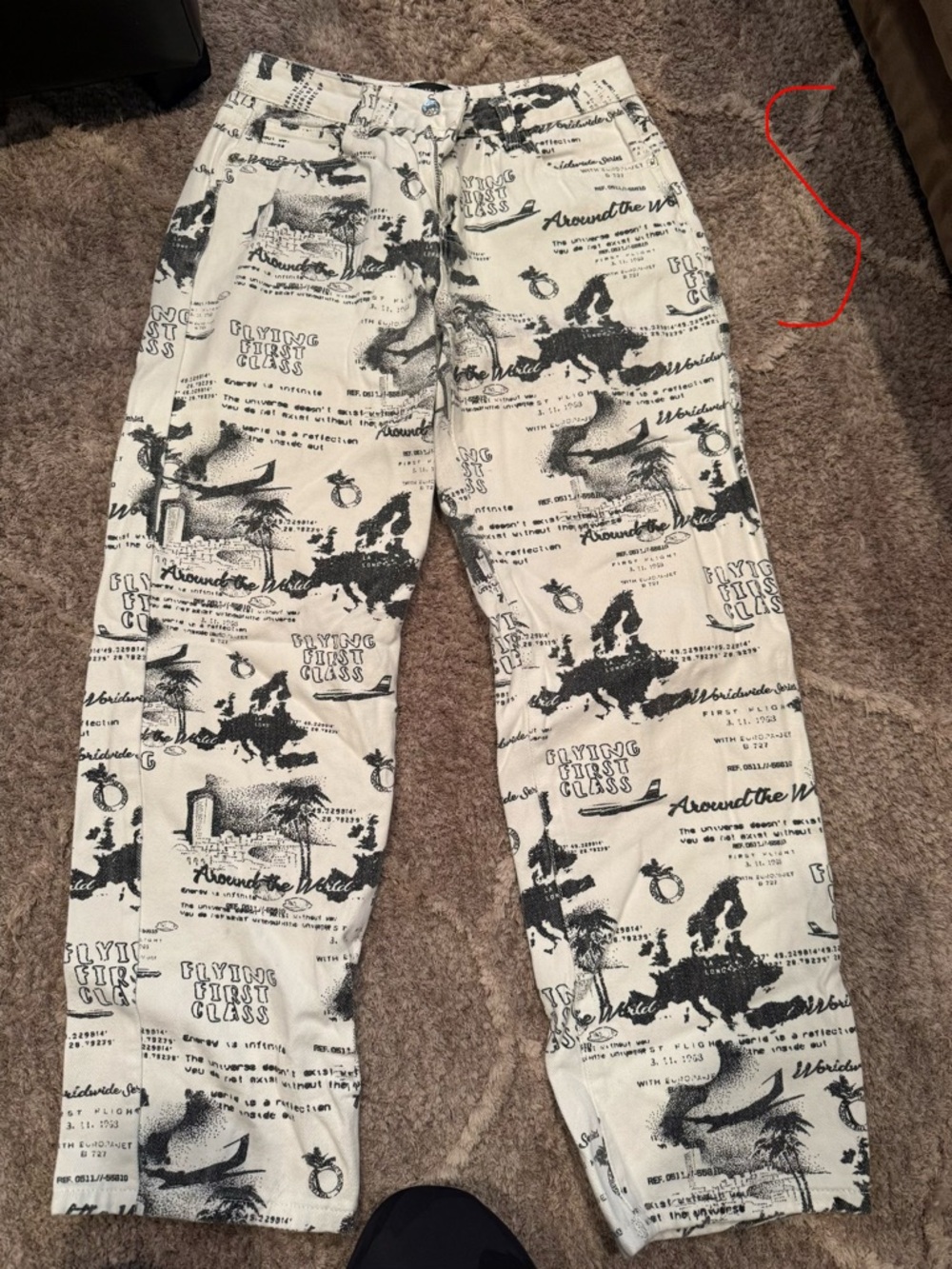 White Fox Boutique White and Black Print Straight Leg Jeans